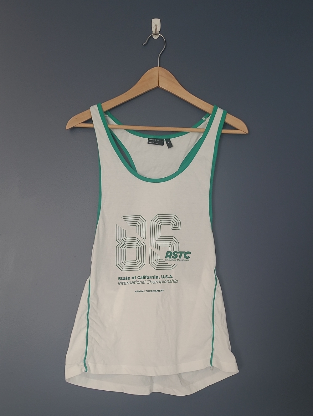 Women’s White Tank Swim Cover-Up with Green Trim